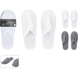 Pantuflas Rizo, Blancas/Grises, Poliester, Tallas S/M Y L/Xl