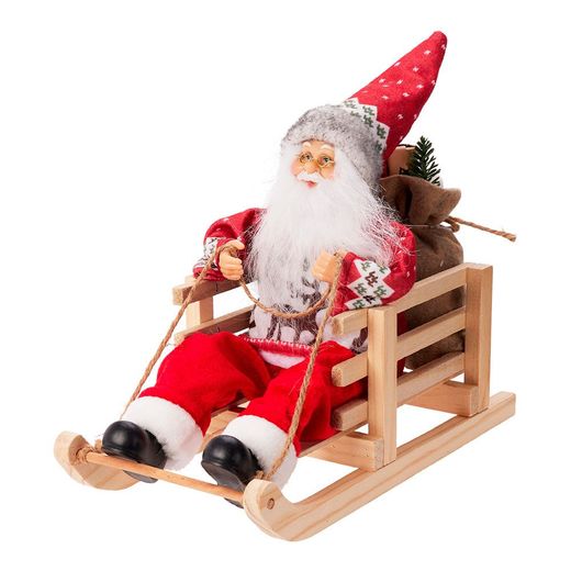Papa Noel En Trineo, 15 X 34 X 25 Cm