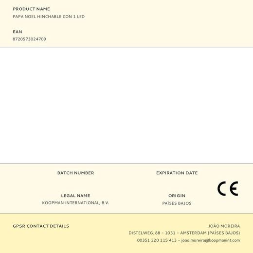 Papa Noel Hinchable Con Led, Ip44, 120 X 70 X 190 Cm