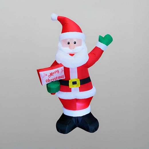 Papa Noel Inflable Con Luz, 75 X 50 X 125 Cm
