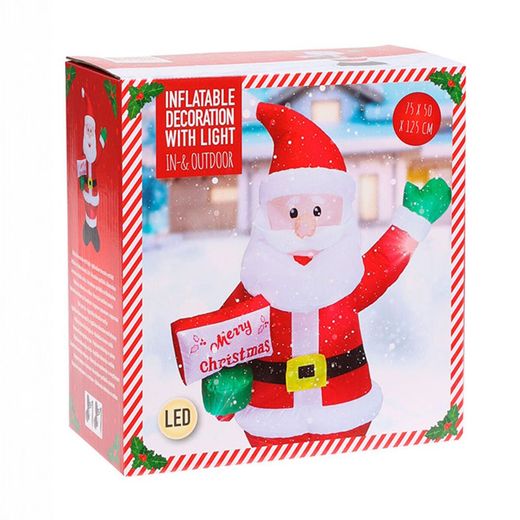 Papa Noel Inflable Con Luz, 75 X 50 X 125 Cm