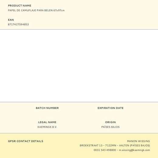 Papel De Camuflaje Para Belen 67X97Cm