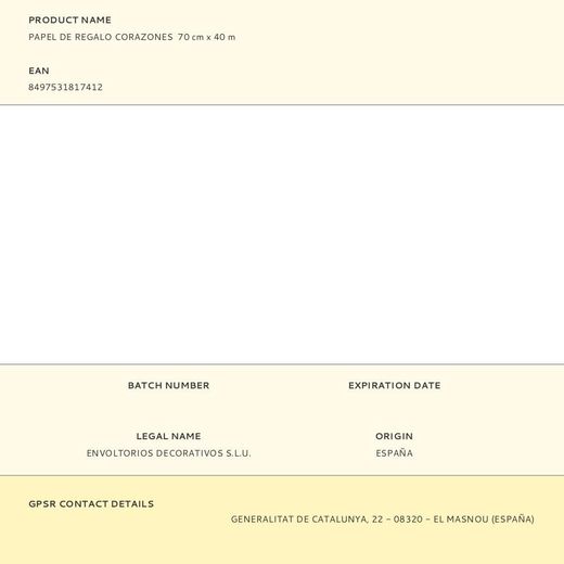 Papel De Regalo Corazones, 70 Cm X 40 M