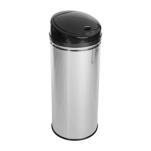 Papelera Con Sensor De Apertura Automática Modelo Alpha Color Plata/Negro 42 L
