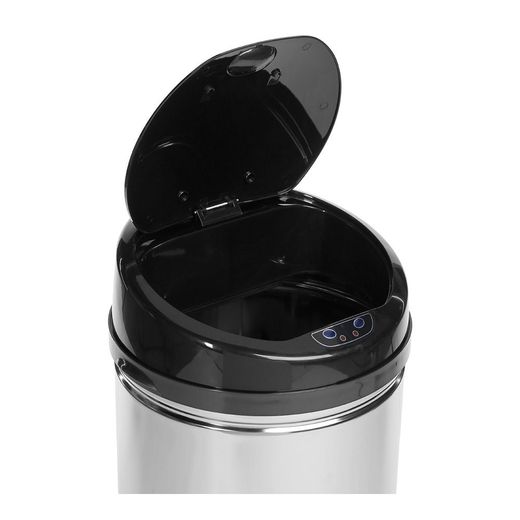 Papelera Con Sensor De Apertura Automática Modelo Alpha Color Plata/Negro 42 L