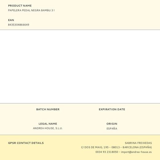 Papelera Pedal Negra Bambu 3 L