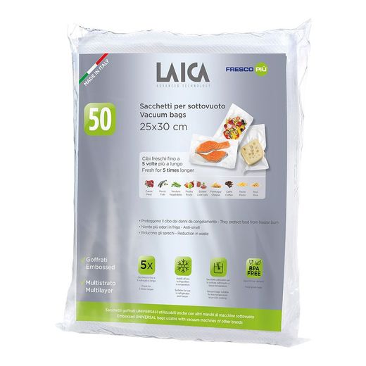 Paquete De 50 Bolsas Para Envasar Al Vacío 25 X 30 Cm