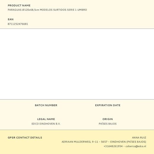 Paraguas Ø120X68,5Cm Modelos Surtidos Serie 1 Umbro