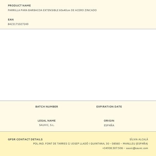 Parrilla Para Barbacoa Extensible 60X40Cm De Acero Zincado