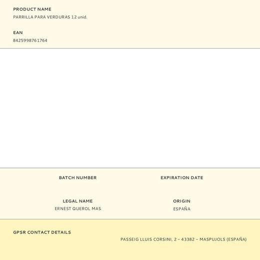 Parrilla Para Verduras 12 Unid.