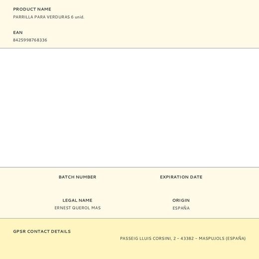 Parrilla Para Verduras 6 Unid.