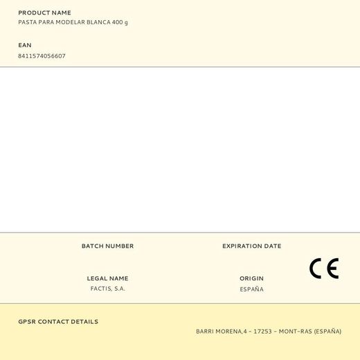 Pasta Para Modelar Blanca 400 G