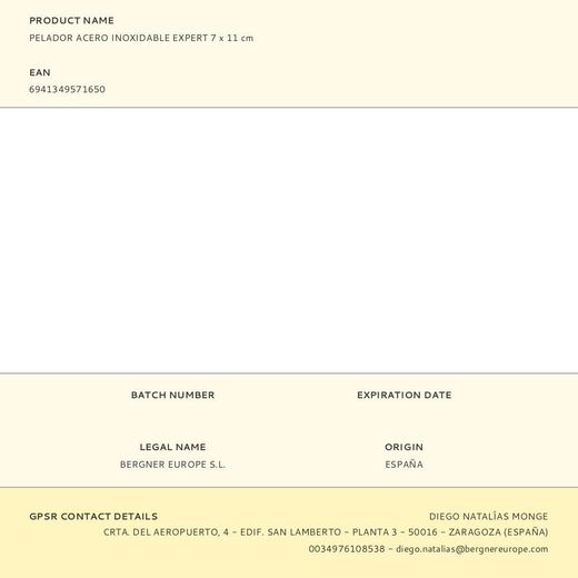 Pelador Cuchilla Lisa Acero Inoxidable Expert 7 X 11 Cm