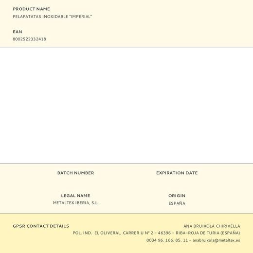Pelapatatas Inoxidable Imperial