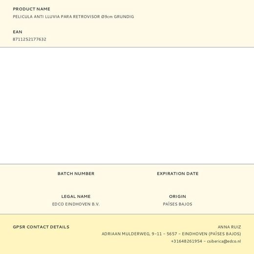 Pelicula Anti Lluvia Para Retrovisor Ø9Cm Grundig