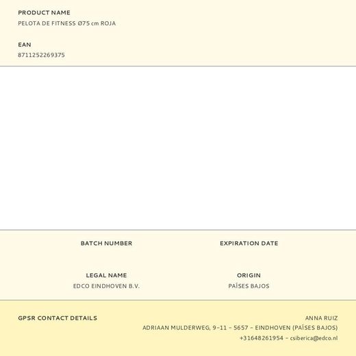 Pelota De Fitness Ø75 Cm Roja