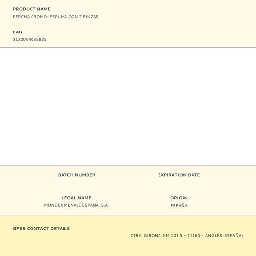 Percha Cromo-Espuma Con 2 Pinzas