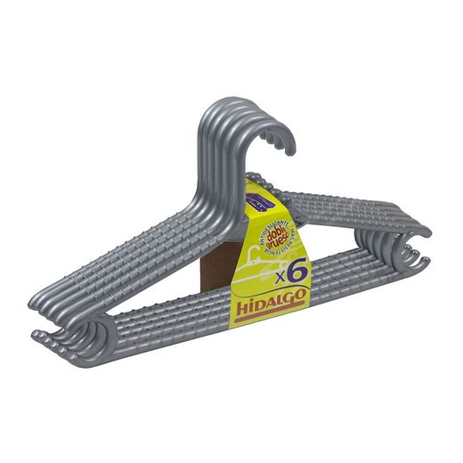 Perchas Doble Grueso Color Plateado, 6 Uds