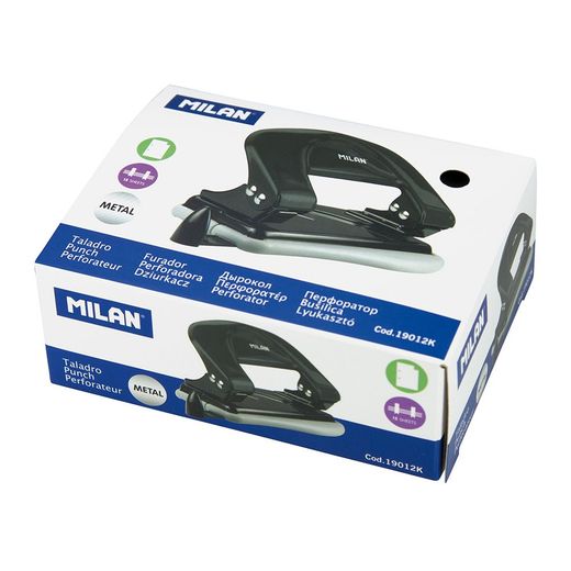 Perforadora Para Papel Con Guía Negro