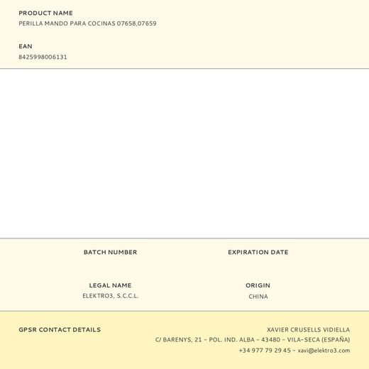 Perilla Mando Para Cocinas 07658,07659