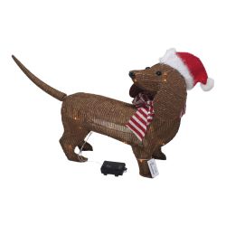 Perro Marrón Con Gorro De Navidad A Pilas, Función Fija, 40 Leds, Interior