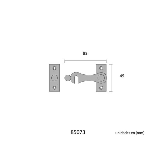 Pestillo Izquierdo Hierro Cromo 8Cm