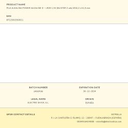 Pila Alkalina Power Alkaline D - Lr20 1,5V (Blister 2 Uds) Ø34,2 X 61,5 Mm