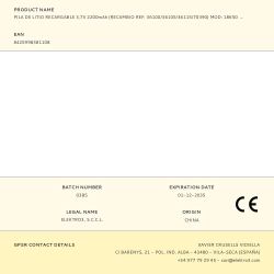 Pila De Litio Recargable 3,7V 2200Mah (Recambio Ref: 36100/36105/36115/70390) Mod: 18650  Ø18´5Mm X 69´5Mm