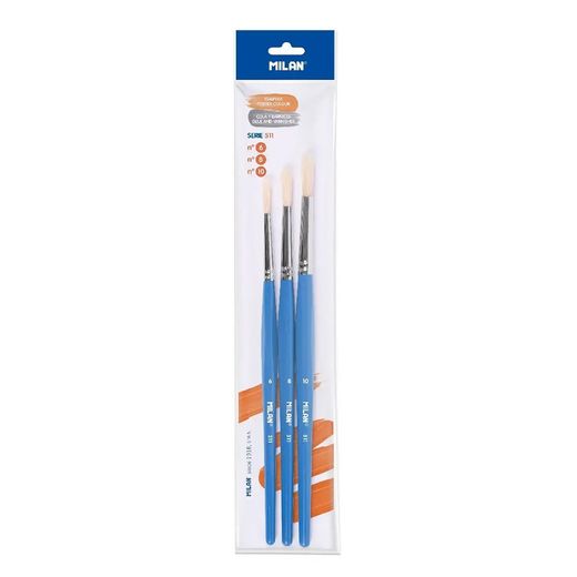 Pinceles Escolares Para Cola Y Tempera Serie 511 N° 6 , 8 Y 10, Blister 3 Uds