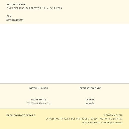Pinza Cierrabolsas Presto 7-11 Cm, 2+1 Piezas