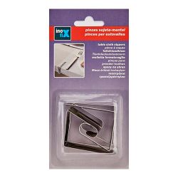 Pinza Sujeta Mantel Metálica, Blister 4 Uds