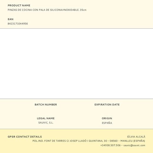 Pinzas De Cocina Con Pala De Silicona / Inoxidable 35 Cm