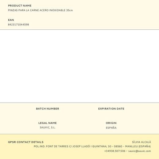 Pinzas Para La Carne Acero Inoxidable 35Cm