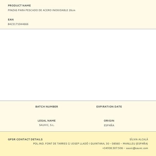 Pinzas Para Pescado De Acero Inoxidable 26Cm