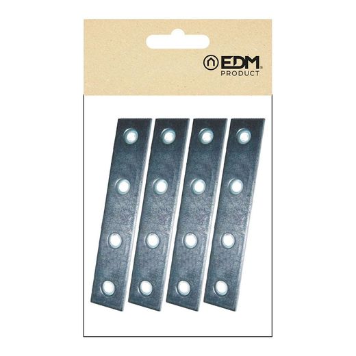Placa Recta Unión Plc02, Acero Zincado, 120 X 15 X 2 Mm. 4 Unidades