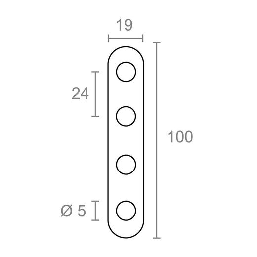 Placa Recta Unión Plc14, Acero Inoxidable, 100 X 19 X 2 Mm. 4 Unidades