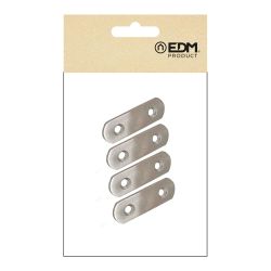 Placa Recta Unión Plc14, Acero Inoxidable, 40 X 16 X 1,5 Mm. 4 Unidades