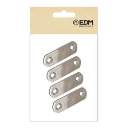 Placa Recta Unión Plc14, Acero Inoxidable, 60 X 16 X 1,5 Mm. 4 Unidades