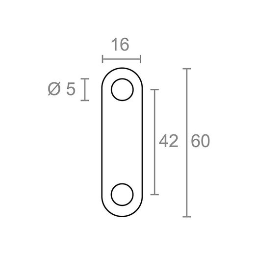 Placa Recta Unión Plc14, Acero Inoxidable, 60 X 16 X 1,5 Mm. 4 Unidades