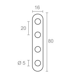 Placa Recta Unión Plc14, Acero Inoxidable, 80 X 16 X 2 Mm. 4 Unidades