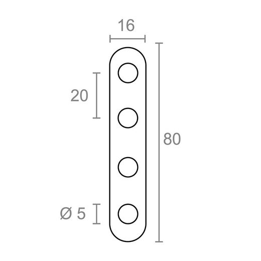 Placa Recta Unión Plc14, Acero Inoxidable, 80 X 16 X 2 Mm. 4 Unidades