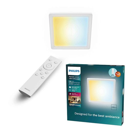 Plafón Cuadrado Blanco Valen, 17 W, 2050 Im, 2200-6500 K, 395 X 37 X 395 Mm