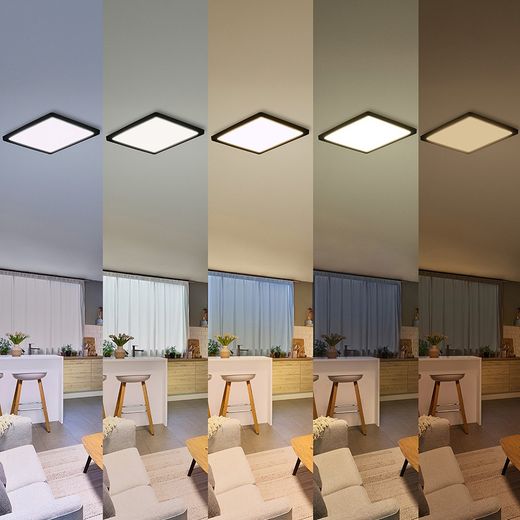 Plafón Cuadrado Negro Valen, 13 W, 1550 Im, 2200-6500 K, 295 X 37 X 295 Mm