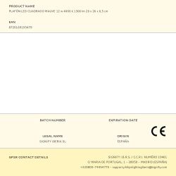 Plafón Led Cuadrado Mauve 12 W 4000 K 1300 Lm 26 X 26 X 6,5 Cm