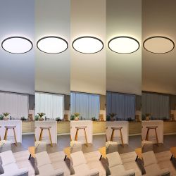 Plafón Redondo Negro Valen, 32 W, 4100 Im, 2200-6500 K, Ø541 X 28 Cm