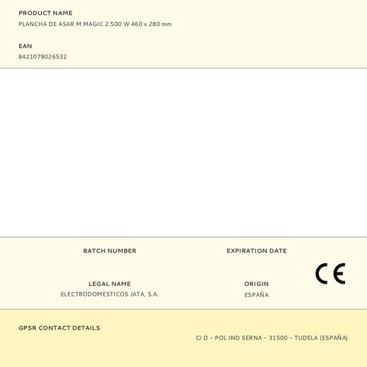 Plancha De Asar M Magic 2.500 W 460 X 280 Mm