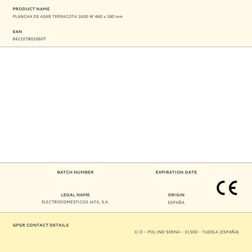 Plancha De Asar Terracota 1600 W 460 X 280 Mm