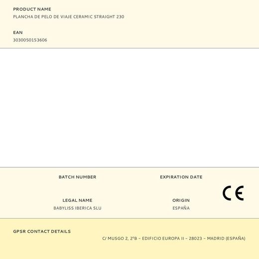 Plancha De Pelo De Viaje Ceramic Straight 230