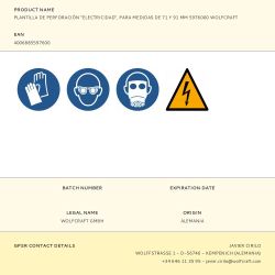 Plantilla De Perforación Electricidad, Para Medidas De 71 Y 91 Mm
