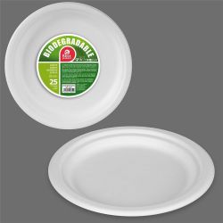 Platos De Cartón Redondos Blancos Ø25 Cm, 25 Uds